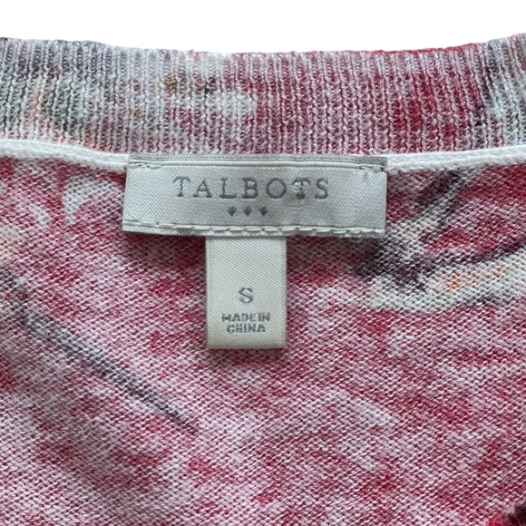 TALBOTS red orange Floral Button-Up long sleeve Cardigan cotton wool blend Sz: S - Picture 11 of 11